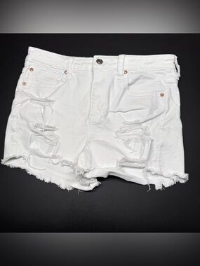 American Eagle Outfitters White Distressed Denim Jean Shorts